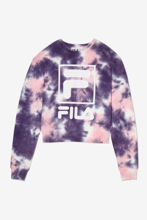 FILA Ashley Tie Dye Sweatshirts Purple / Pink,Womens Clothing | CA.JNTKOY639